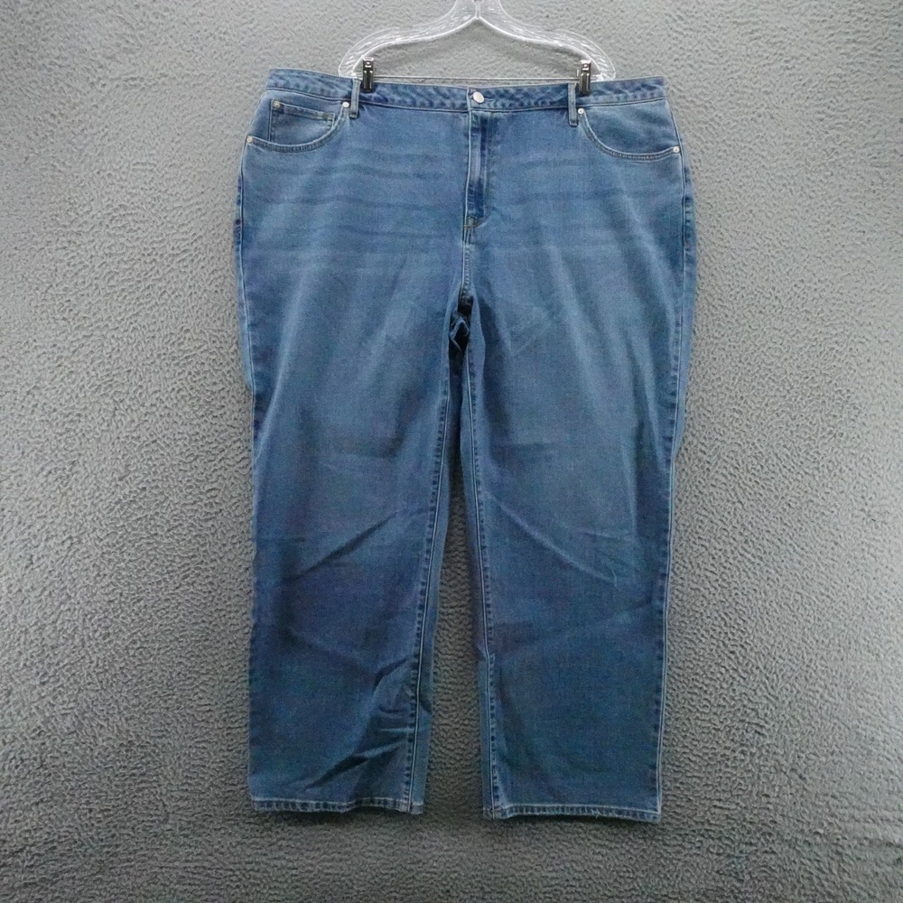 Seven7 Womens Blue Medium Wash Straight Leg Stretch Denim Jeans 22W‎